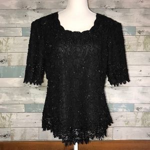 VTG Brillante black sequin blouse #521
